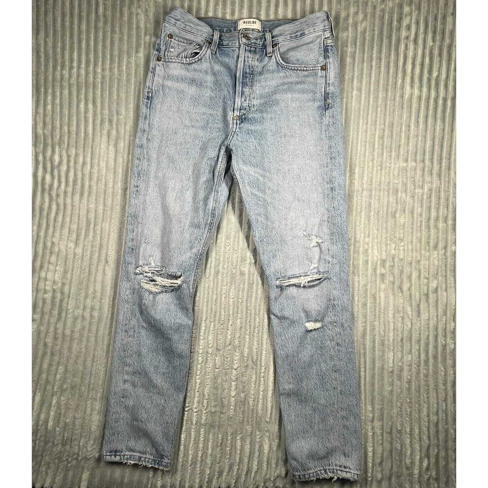 Agolde Jamie‎ High Rise Jeans Women's 27x27 Distressed Light Wash Denim Preppy
